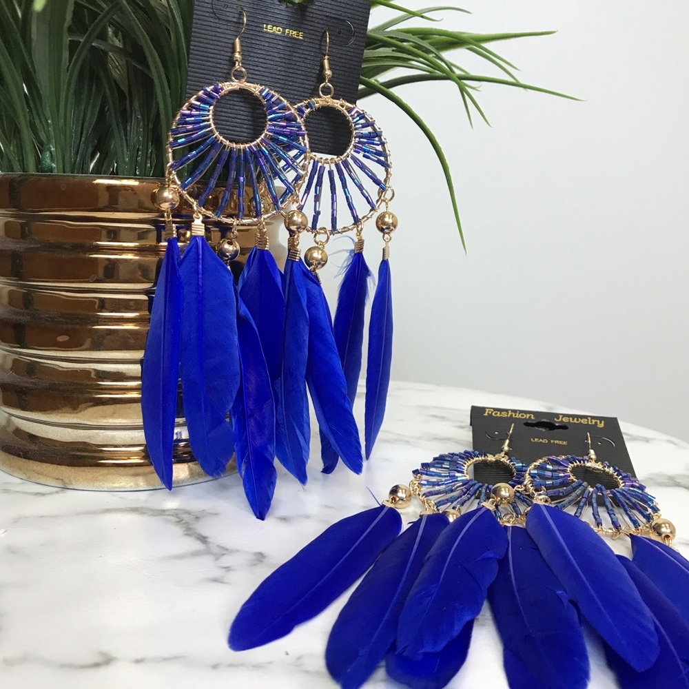 ‼️ Native Feather Dream Catcher Bead Drop Earrings - Picture 6 of 7